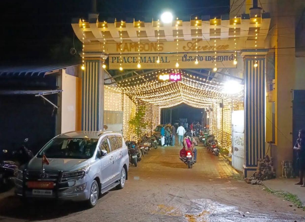 Peace Mahal entrance at night